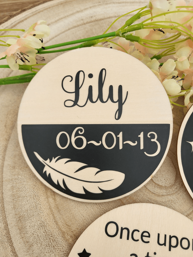 Carte en bois - Naissance