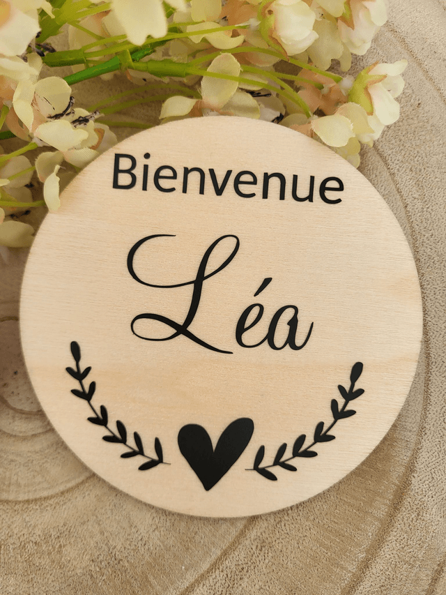 Carte en bois - Bienvenue bébé