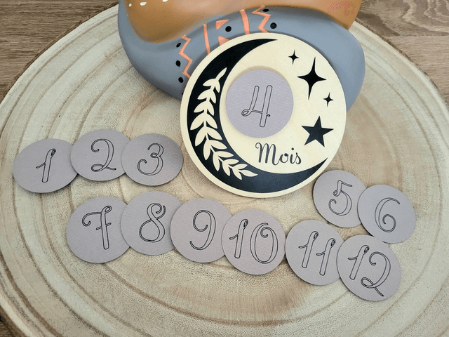 Carte étape bébé - 1 à 12 mois interchangeable