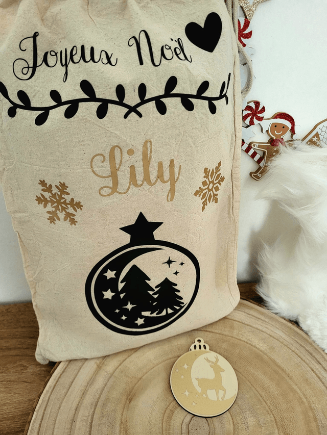 Noël - Hotte du Père Noël + boule à accrocher au sapin