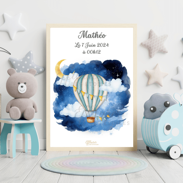 Affiche Bébé - Montgolfière
