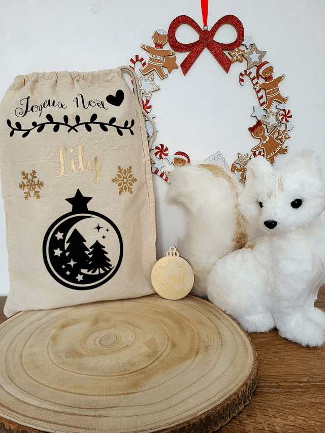 Noël - Hotte du Père Noël + boule à accrocher au sapin